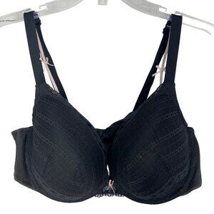 Cacique Black Lace Pink‎ Bow Detail Size 46C Bra
